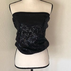 Sequin Black  Medium Holiday Party Top Sparkling